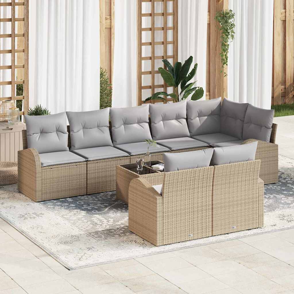 Havesofa Sæt 9 stk. 8-Antal sæder Beige og grå polyrattan