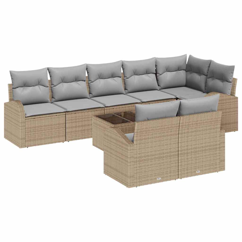 Havesofa Sæt 9 stk. 8-Antal sæder Beige og grå polyrattan