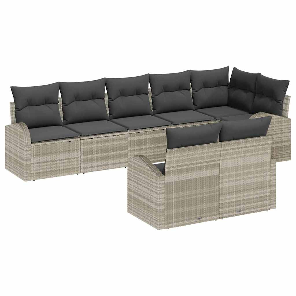 Havesofa Sæt 9 stk. 8-Antal sæder Lysegrå polyrattan