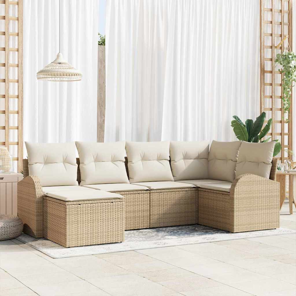 Havesofa Sæt 6 stk. Beige polyrattan