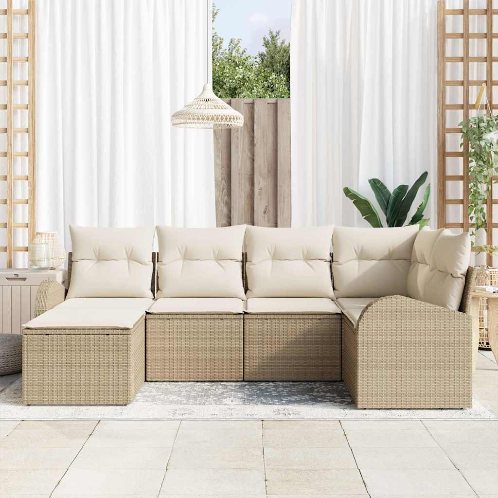 Havesofa Sæt 6 stk. Beige polyrattan