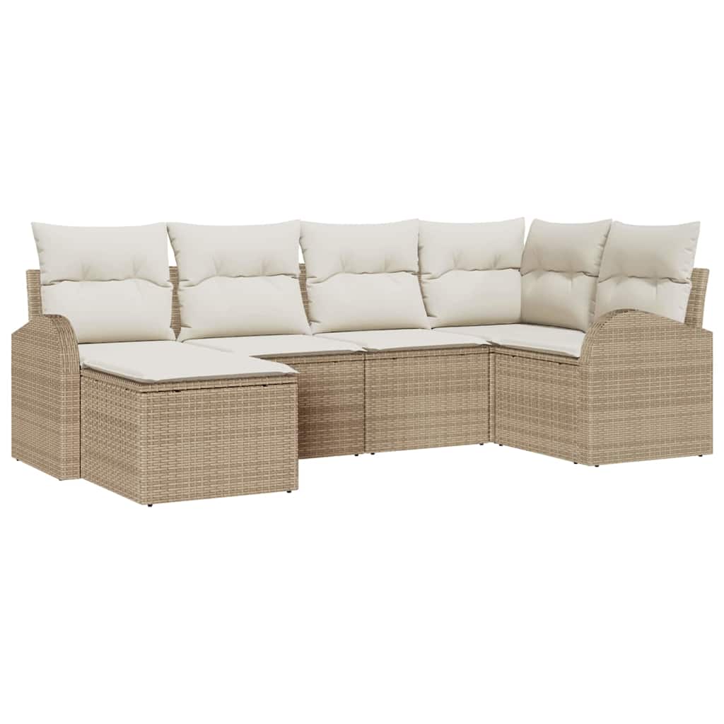 Havesofa Sæt 6 stk. Beige polyrattan