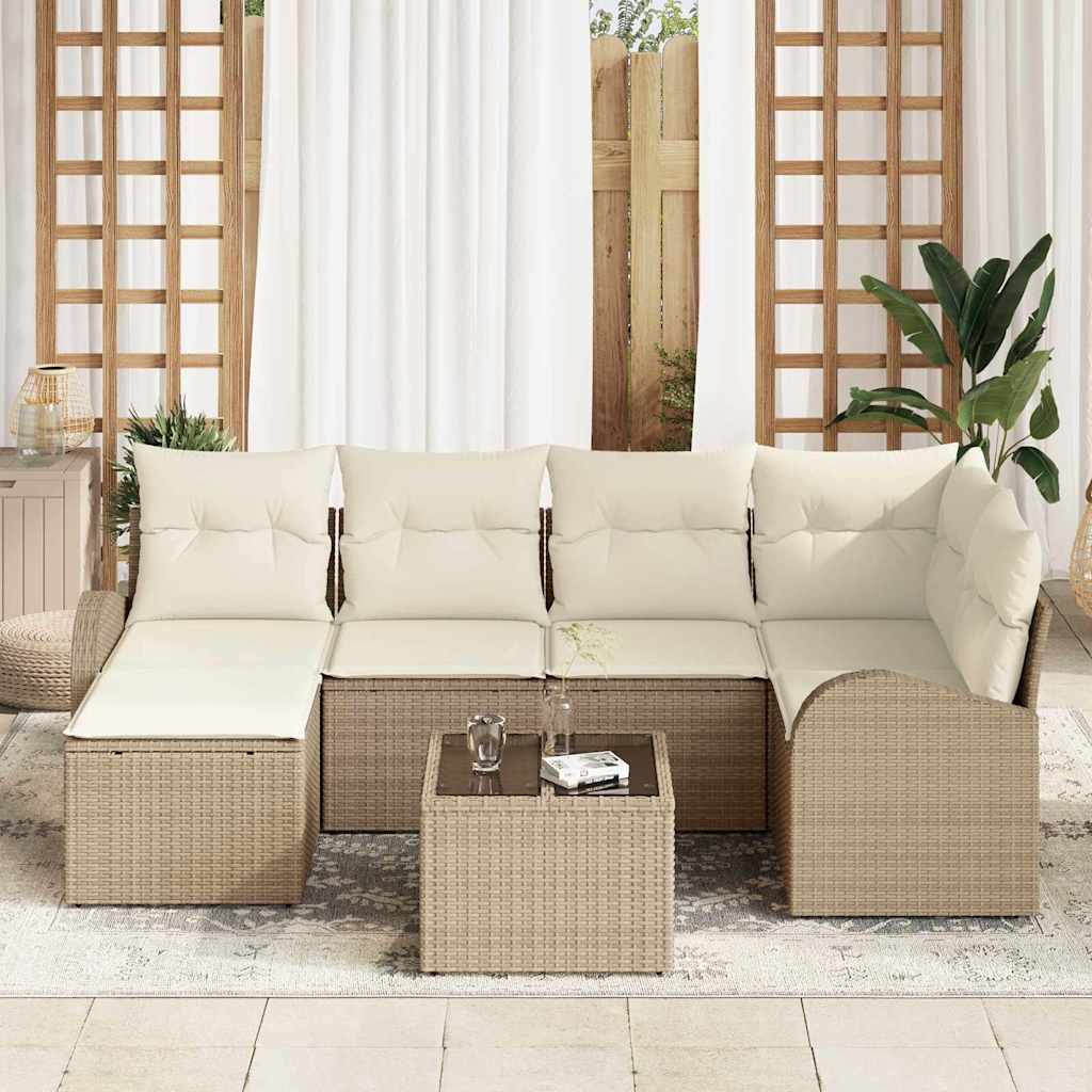 Havesofa Sæt 7 stk. Beige polyrattan
