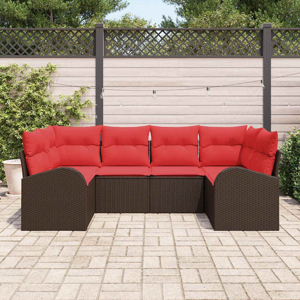 Havesofa Sæt 6 stk. Brun [Syntetisk]: Poly Rattan