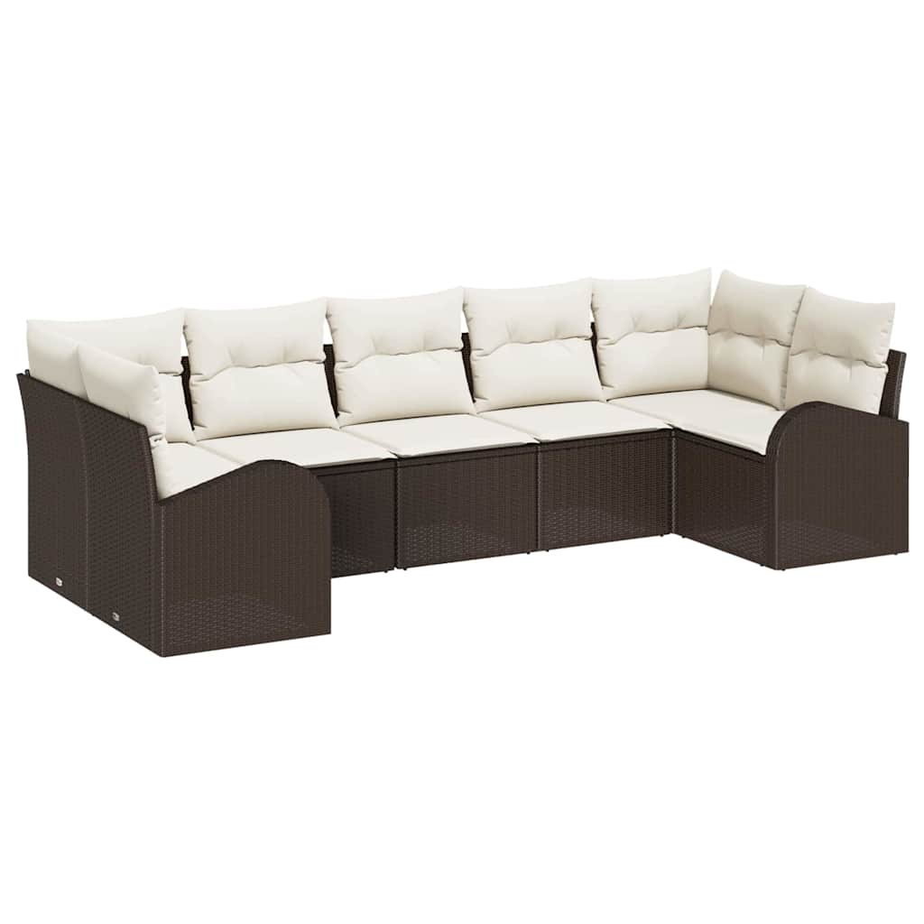 Havesofa Sæt 7 stk. Brun [Syntetisk]: Poly Rattan