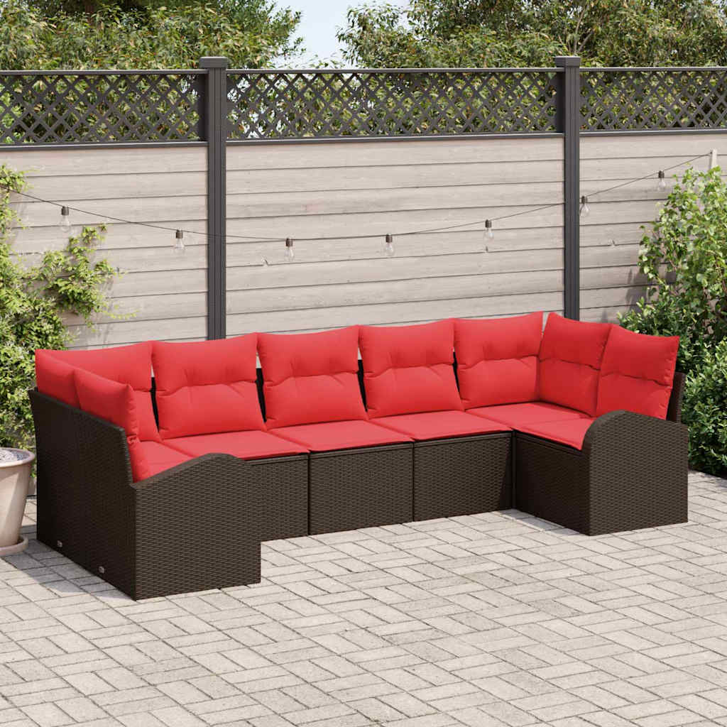 Havesofa Sæt 7 stk. Brun [Syntetisk]: Poly Rattan
