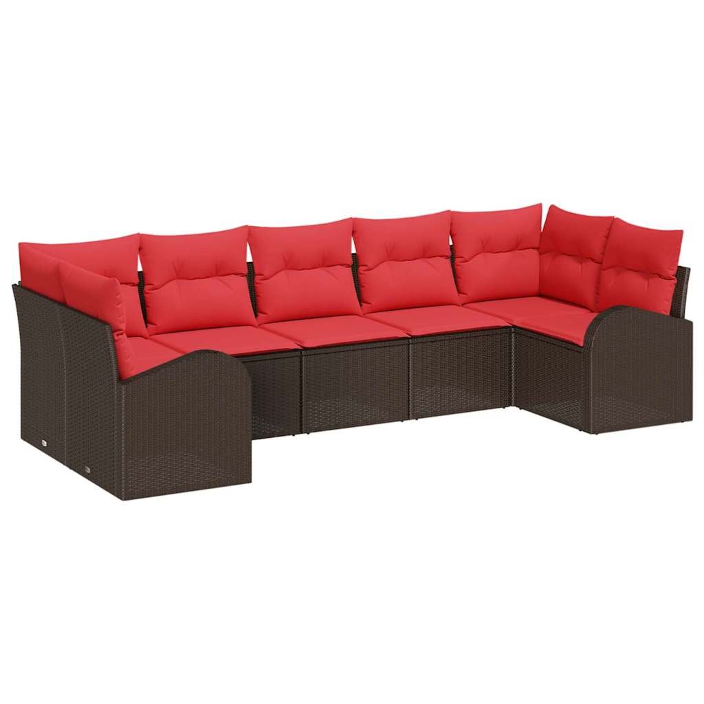 Havesofa Sæt 7 stk. Brun [Syntetisk]: Poly Rattan