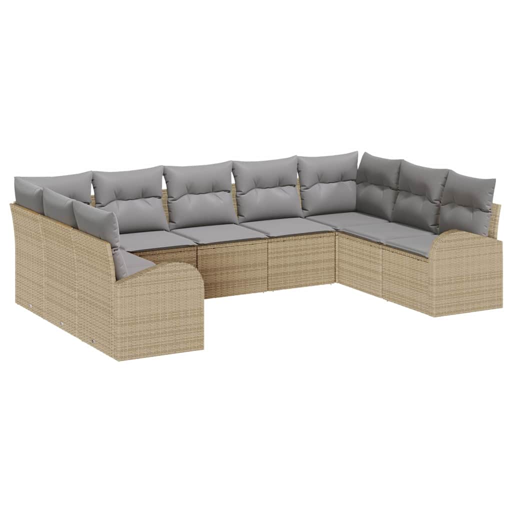 Sofa Sæt 9 stk. Beige [Syntetisk]: Poly Rattan