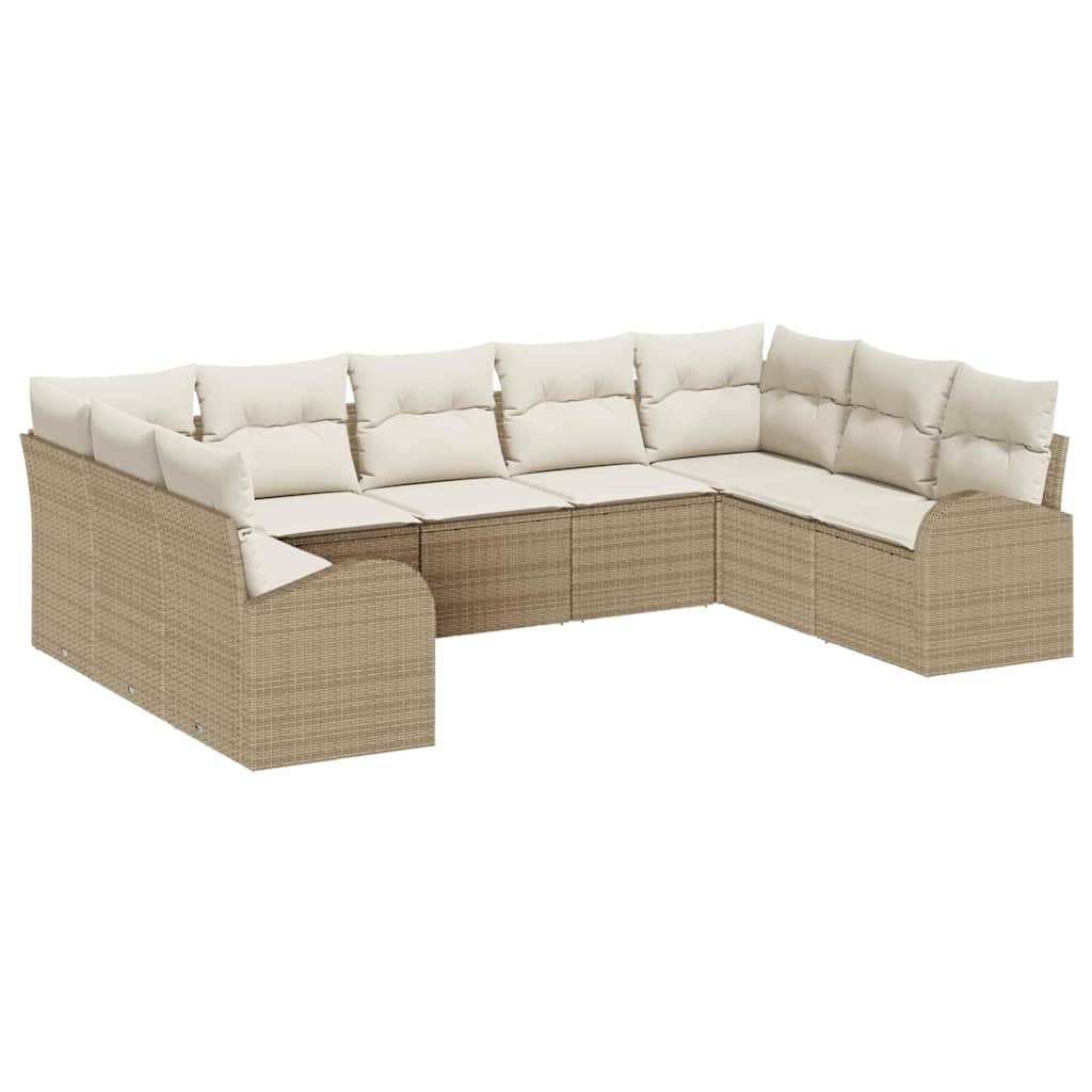 Sofa Sæt 9 stk. Beige [Syntetisk]: Poly Rattan