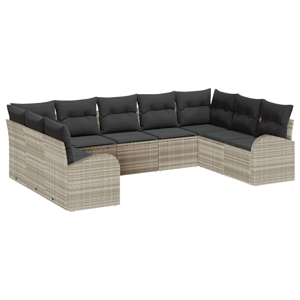 Sofa Sæt med pude Lysegrå Poly Rattan
