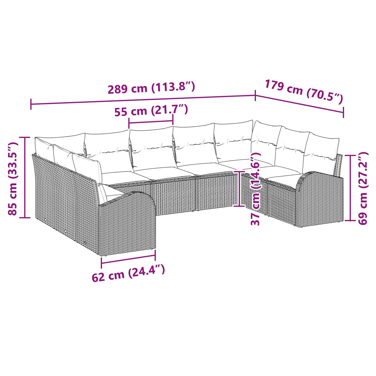 Sofa Sæt Brun [Syntetisk]: Poly Rattan