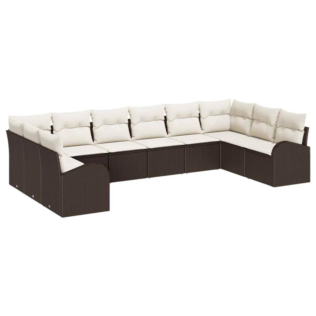 Sofa Sæt 10 stk. Brun [Syntetisk]: Polyrattan