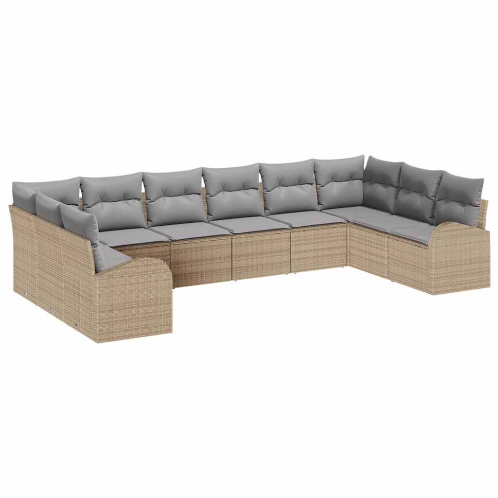 Sofa Sæt 10 stk. Beige [Syntetisk]: Polyrattan