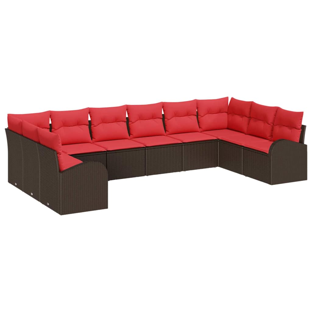 Sofa Sæt 10 stk. Brun polyrattan