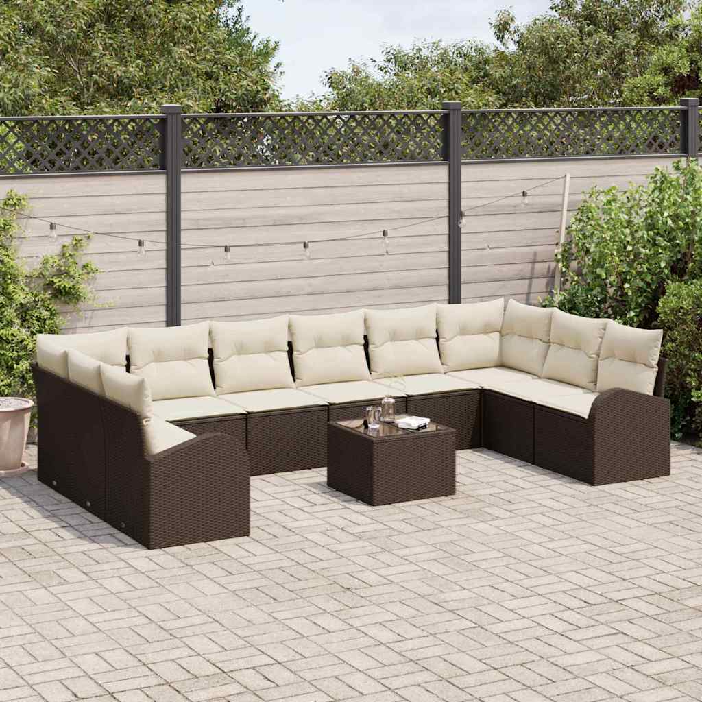 Sofa Sæt 11 stk. Brun [Syntetisk]: Polyrattan
