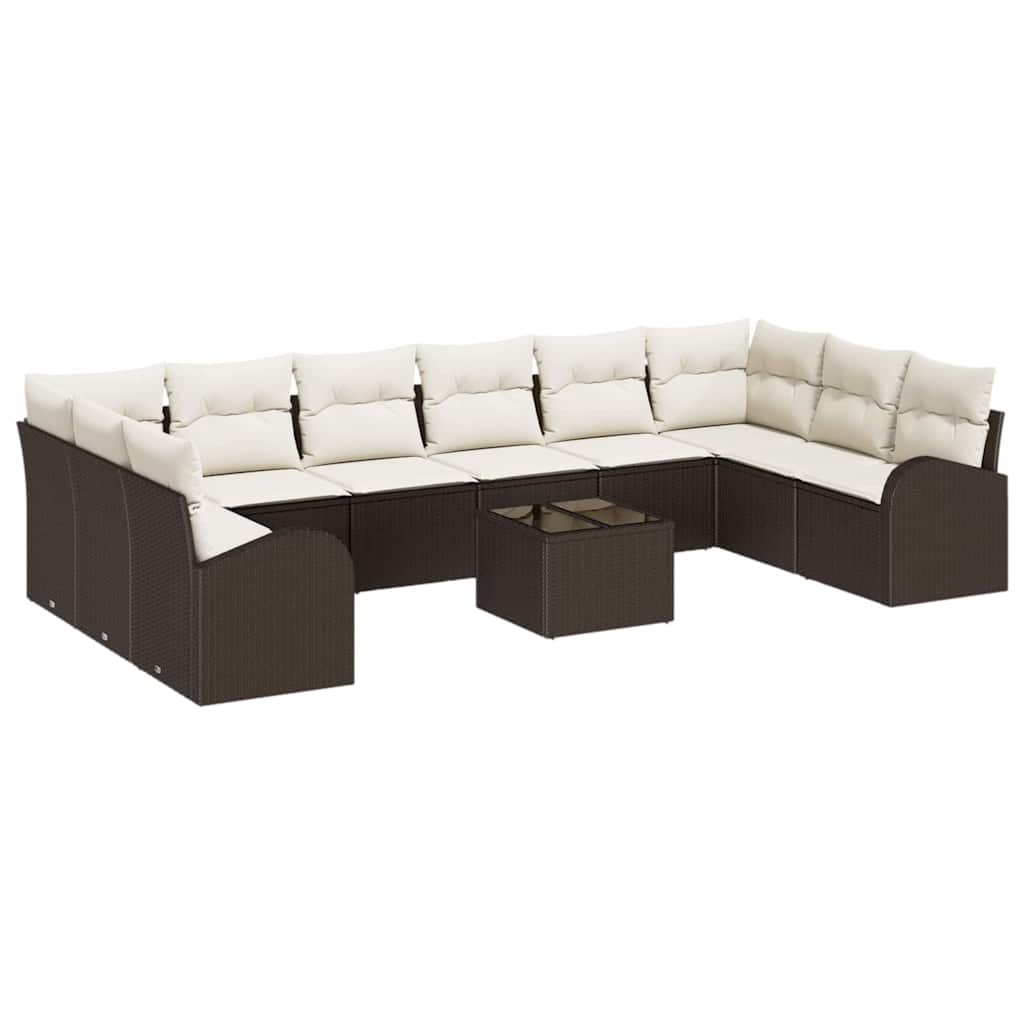 Sofa Sæt 11 stk. Brun [Syntetisk]: Polyrattan