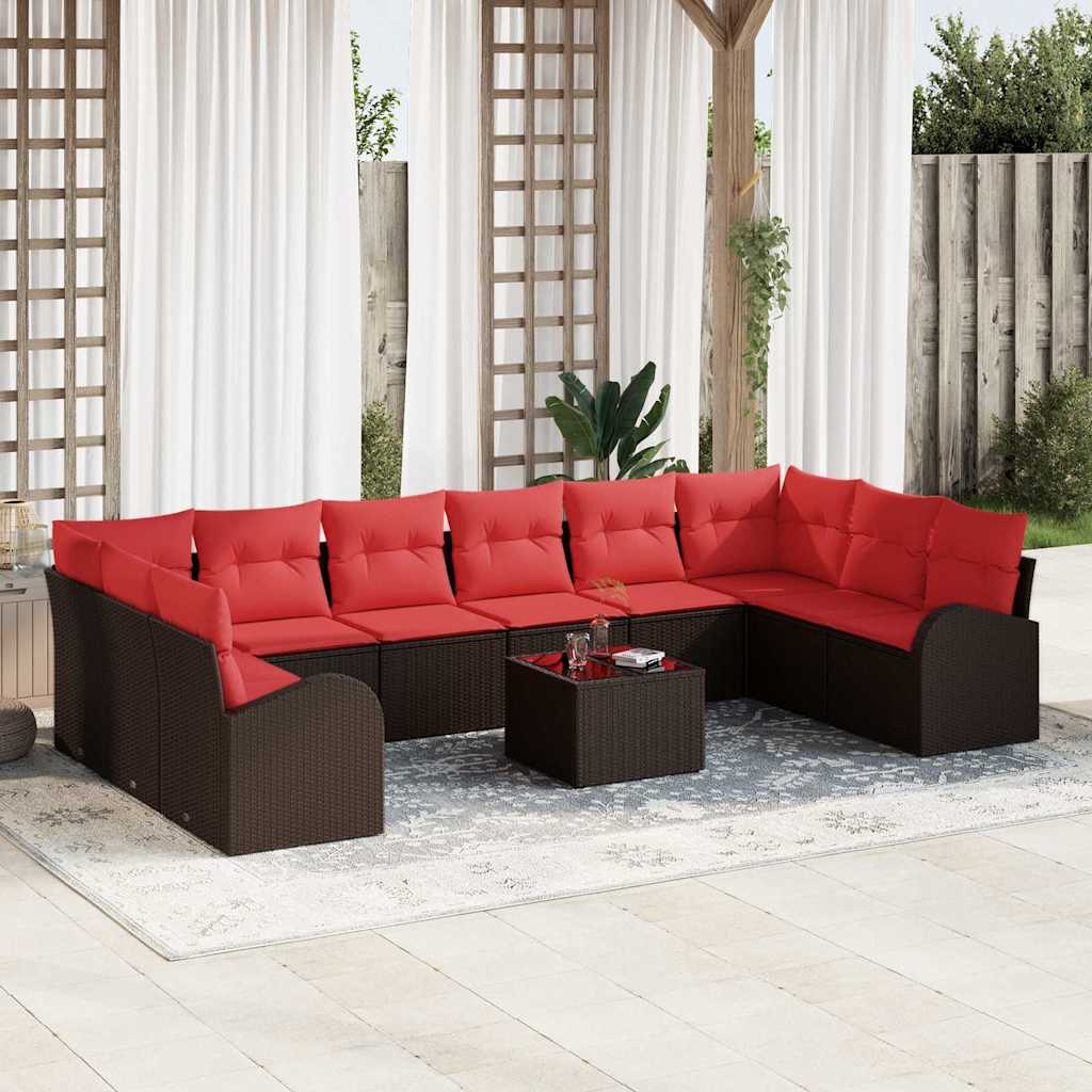 Sofa Sæt 11 stk. Brun polyrattan
