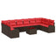 Sofa Sæt 11 stk. Brun polyrattan