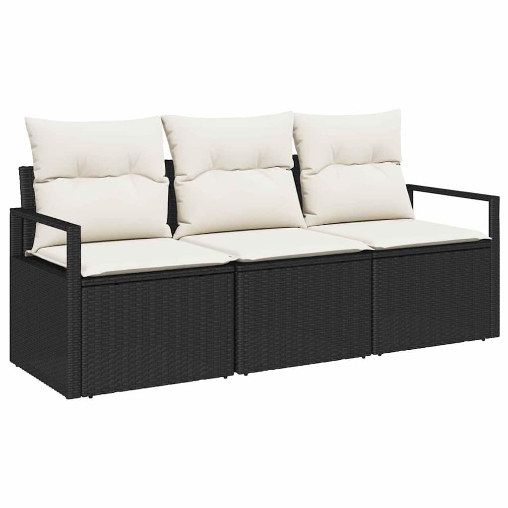 Sofa Sæt 3 stk. Sort polyrattan