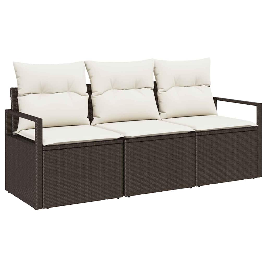 Sofa Sæt 3 stk. Brun polyrattan