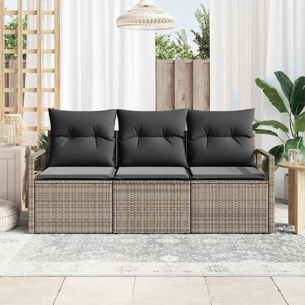 Sofa Sæt 3 stk. Grå polyrattan