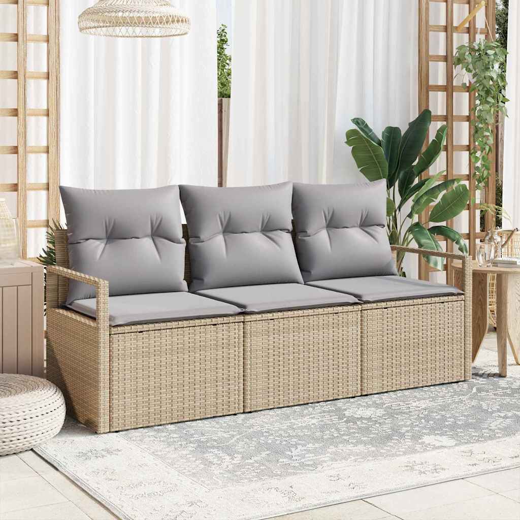 Sofa Sæt 3 stk. Beige polyrattan