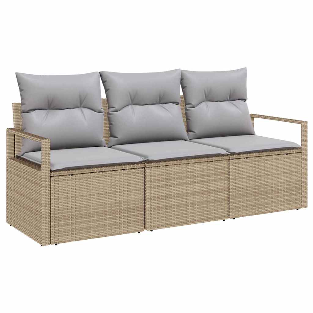 Sofa Sæt 3 stk. Beige polyrattan