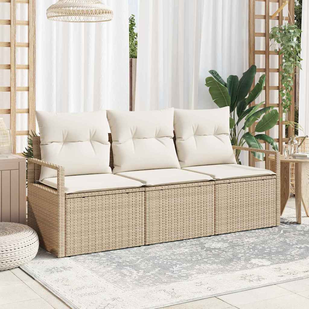 Sofa Sæt 3 stk. Beige polyrattan