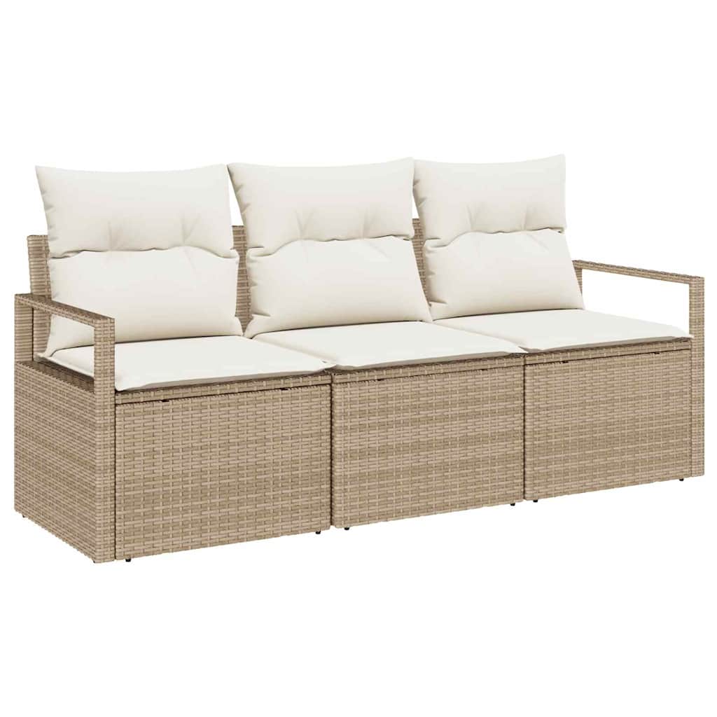 Sofa Sæt 3 stk. Beige polyrattan