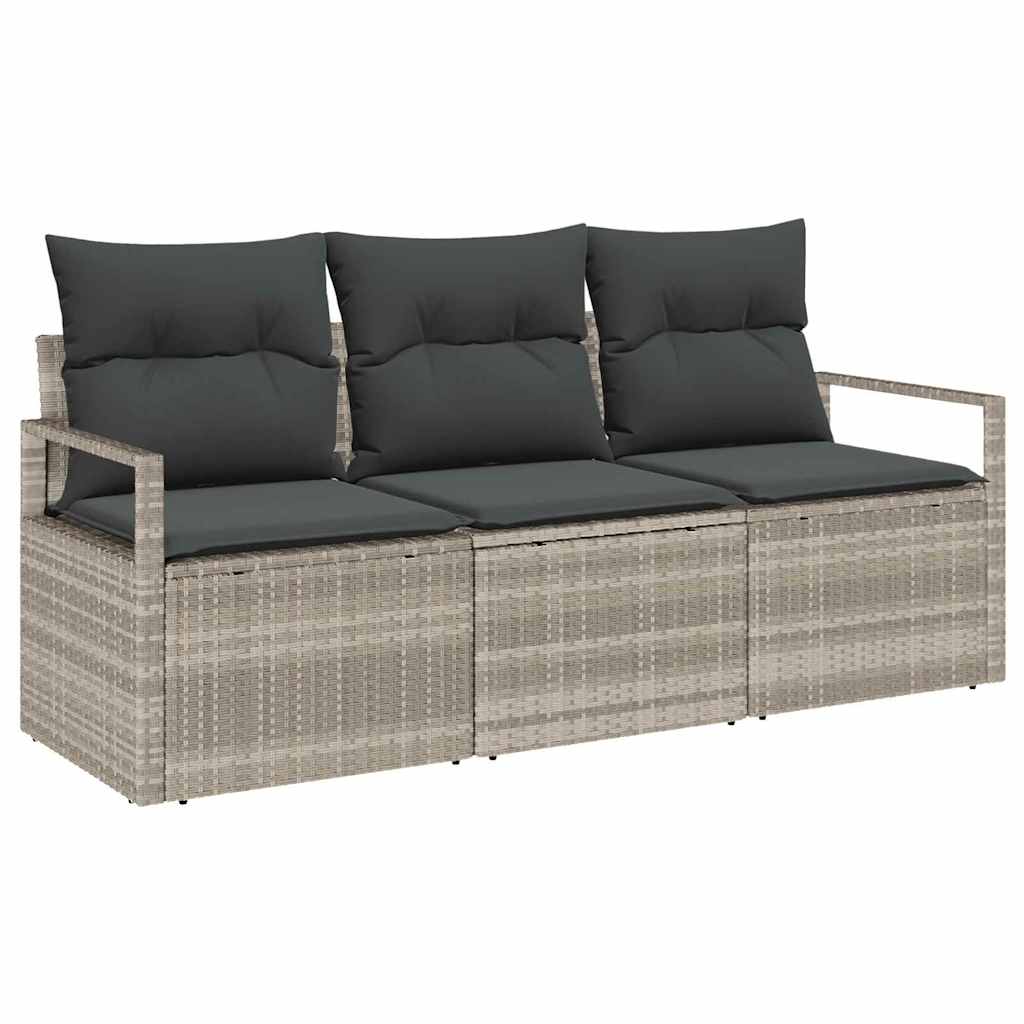 Sofa Sæt 3 stk. Lysegrå polyrattan
