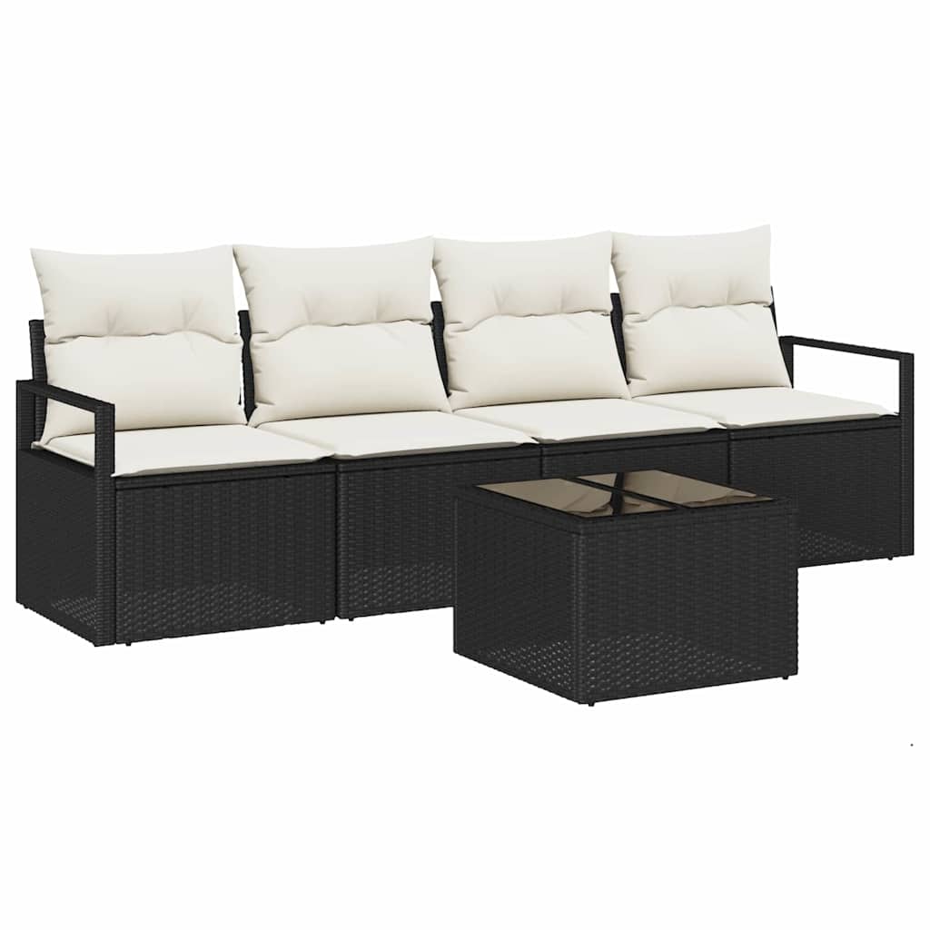 Sofa Sæt 5 stk. 4-Antal sæder Sort og Cream polyrattan