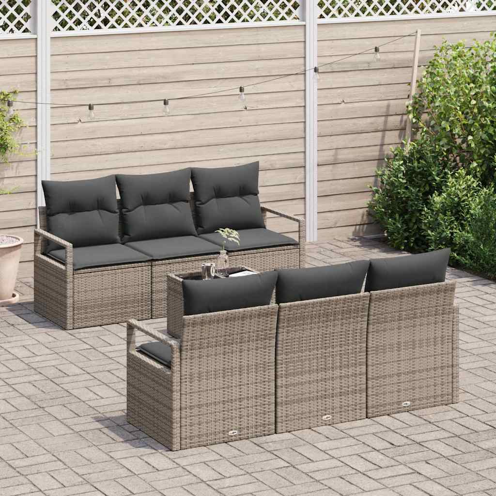 Sofa Sæt 7 stk. 6-Antal sæder Grå polyrattan