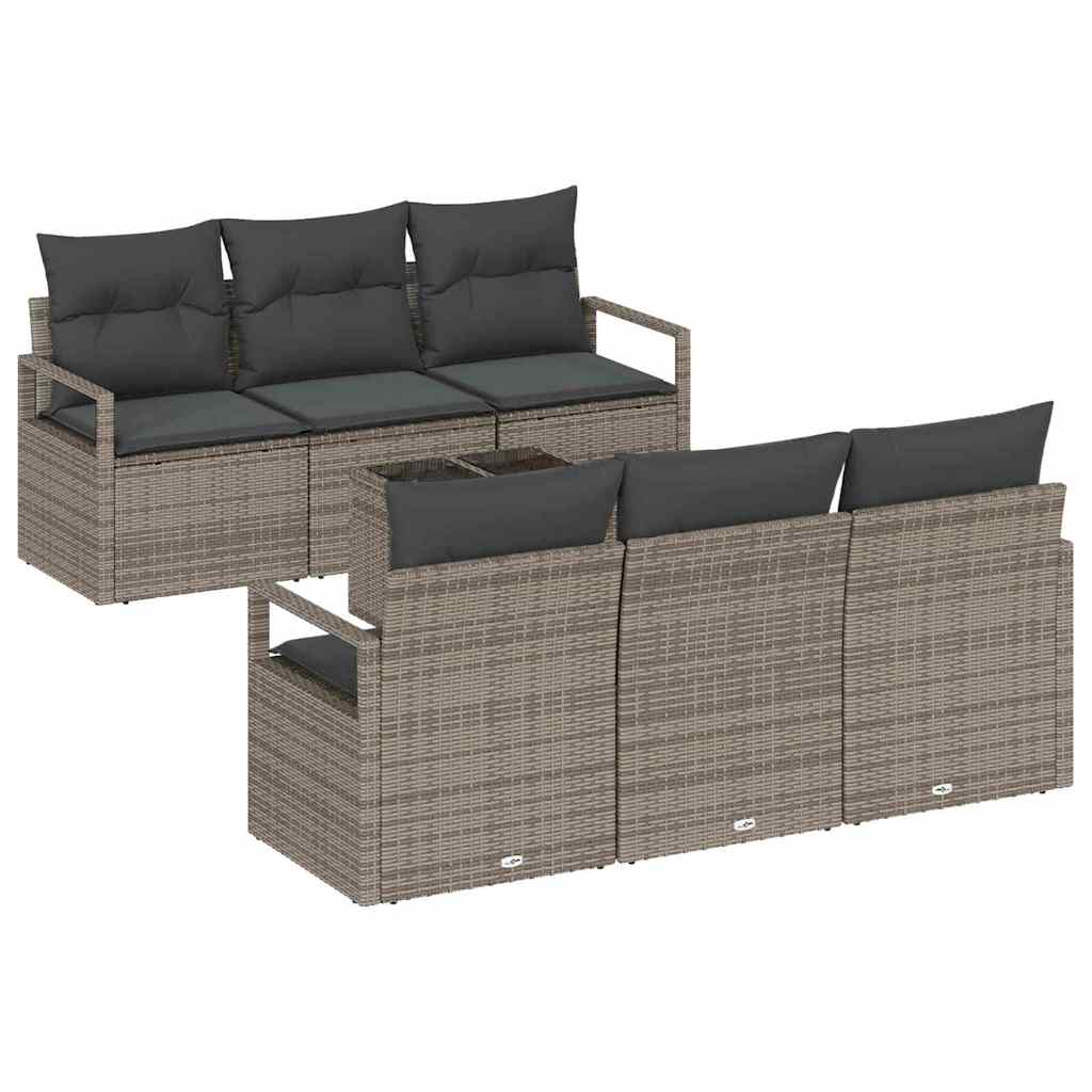 Sofa Sæt 7 stk. 6-Antal sæder Grå polyrattan