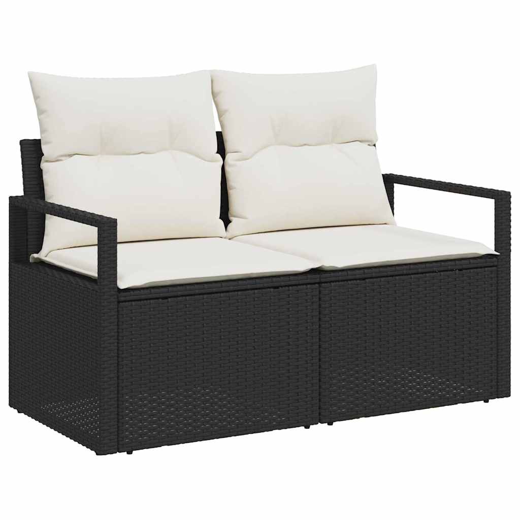 Sofa Sæt 7 stk. 6-Antal sæder Sort og Cream polyrattan