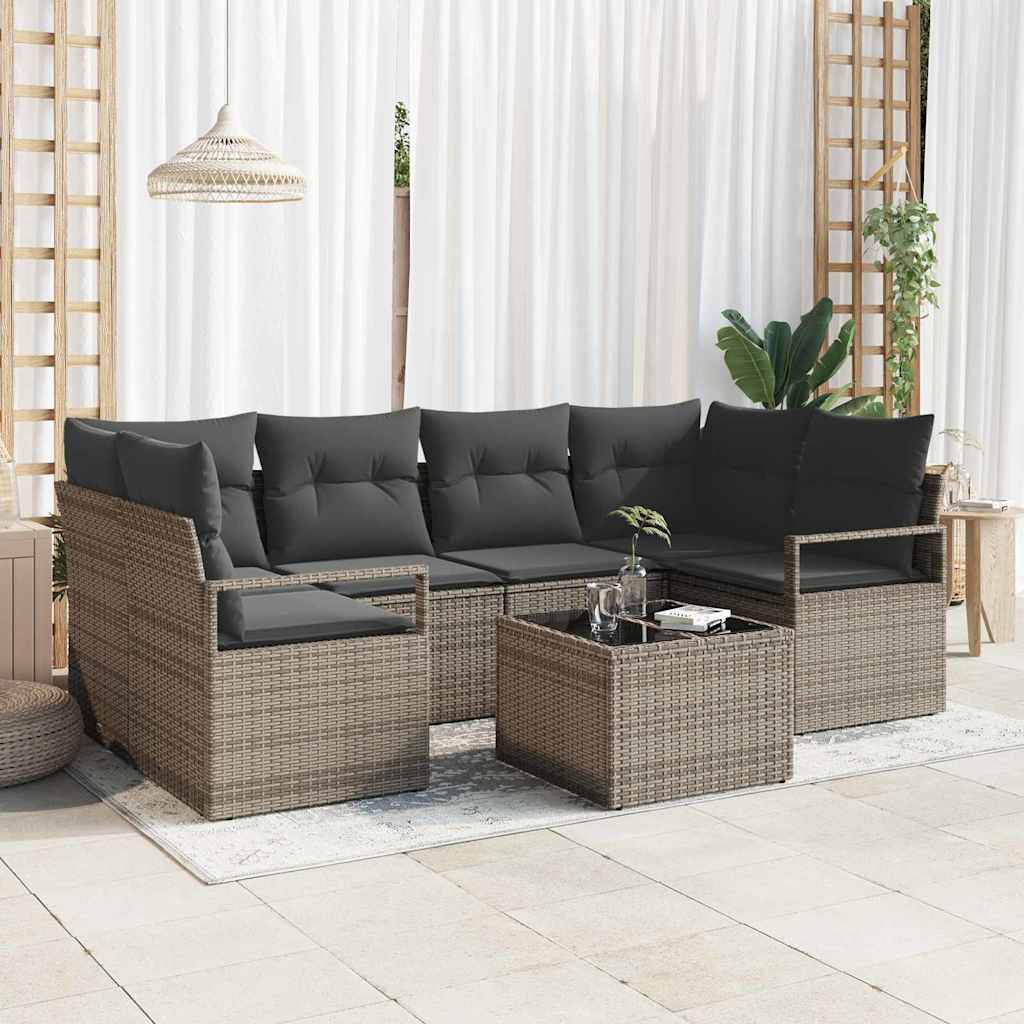 Sofa Sæt 7 stk. 6-Antal sæder Grå polyrattan