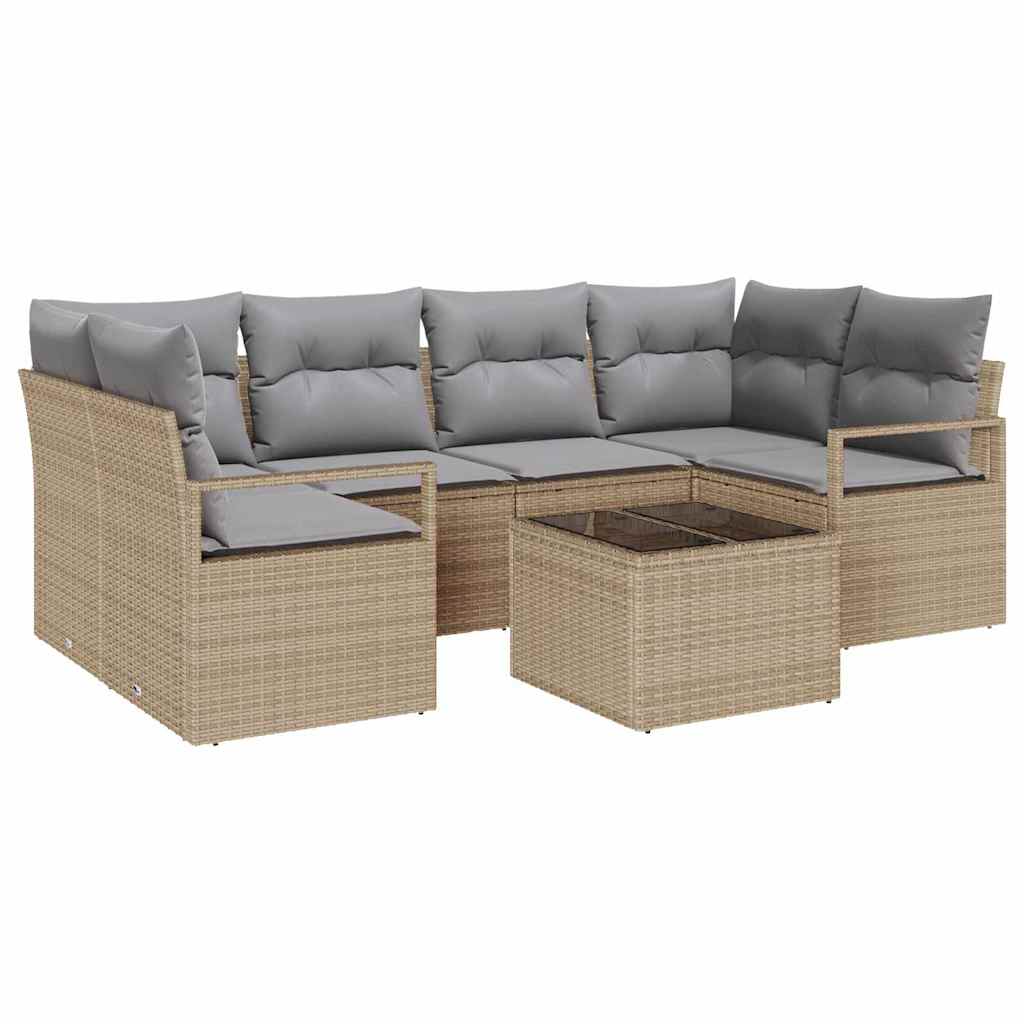Sofa Sæt 7 stk. 6-Antal sæder Beige og grå polyrattan