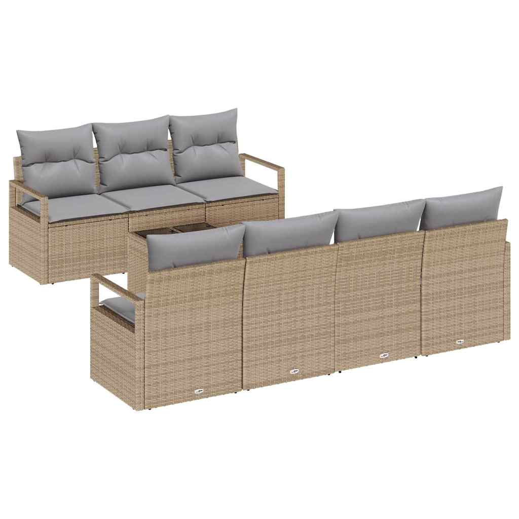 Sofa Sæt 8 stk. 7-Antal sæder Beige og grå polyrattan