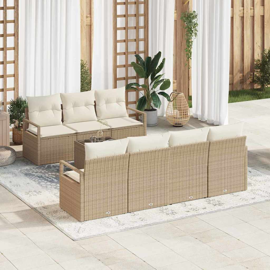 Sofa Sæt 8 stk. 7-Antal sæder Beige og creme polyrattan