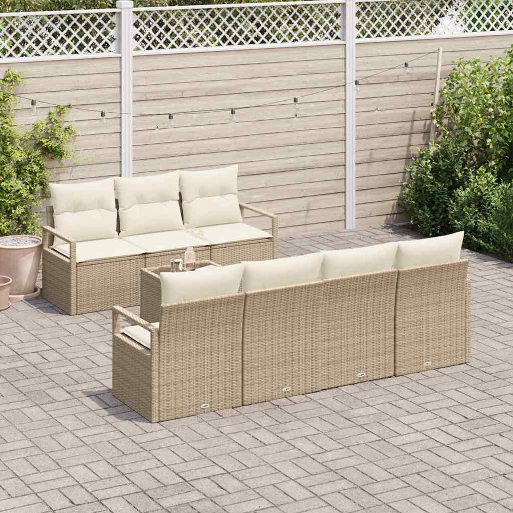 Sofa Sæt 8 stk. 7-Antal sæder Beige og creme polyrattan