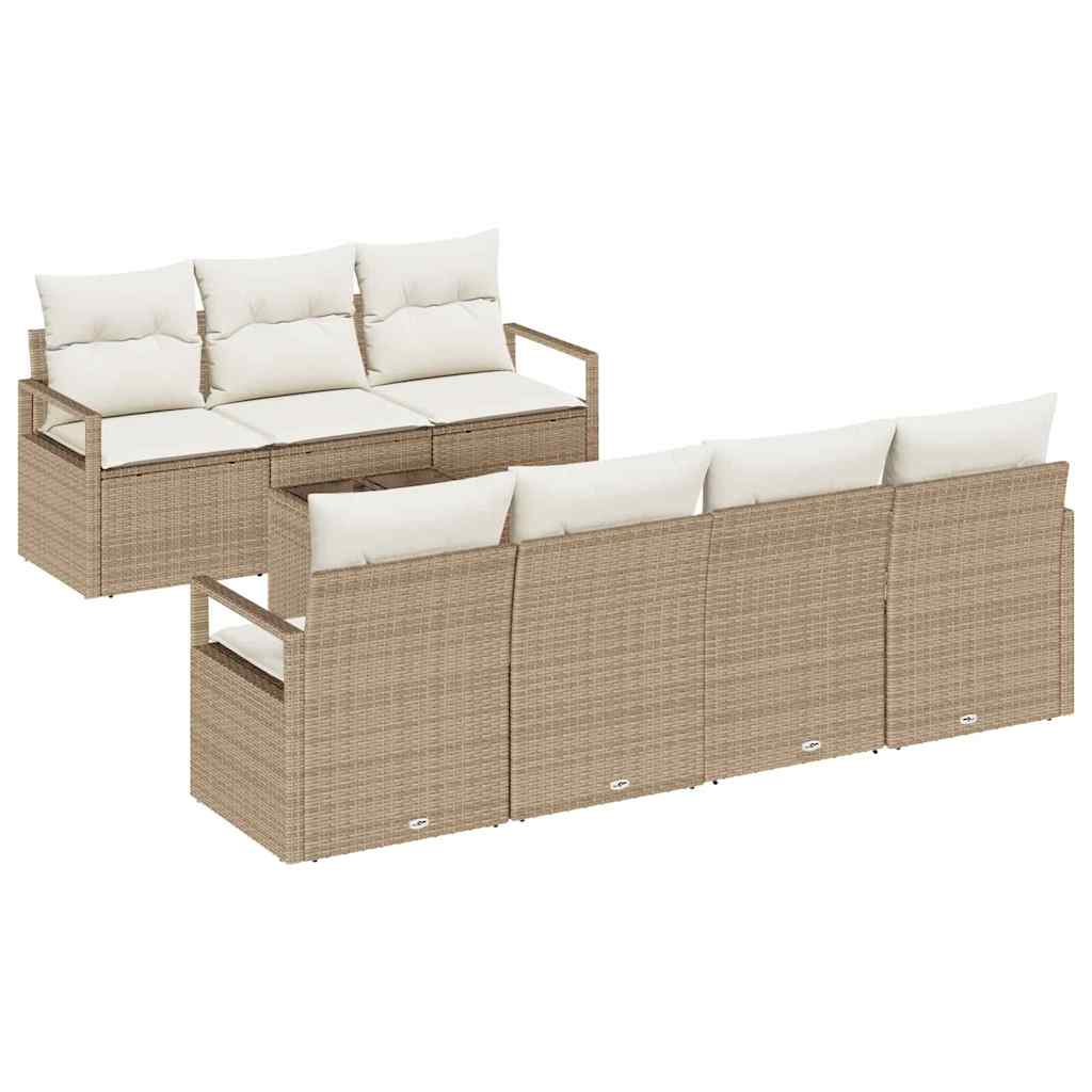 Sofa Sæt 8 stk. 7-Antal sæder Beige og creme polyrattan