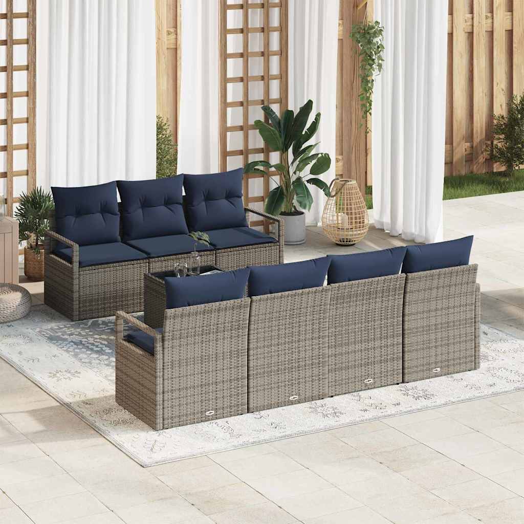 Sofa Sæt 8 stk. 7-Antal sæder Grå polyrattan