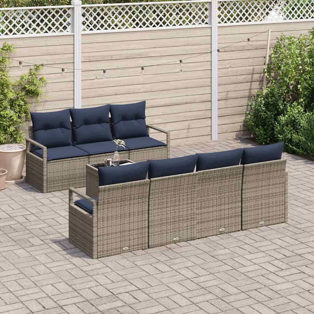 Sofa Sæt 8 stk. 7-Antal sæder Grå polyrattan