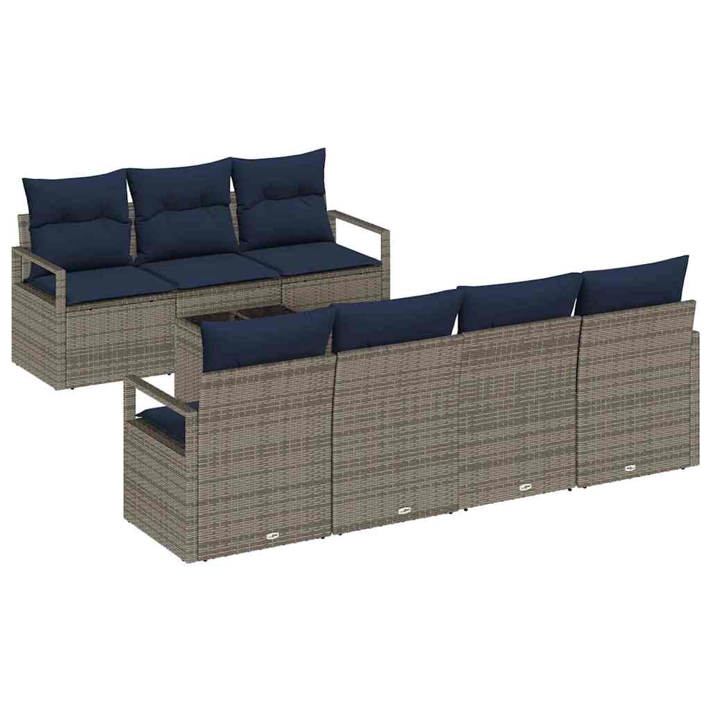 Sofa Sæt 8 stk. 7-Antal sæder Grå polyrattan