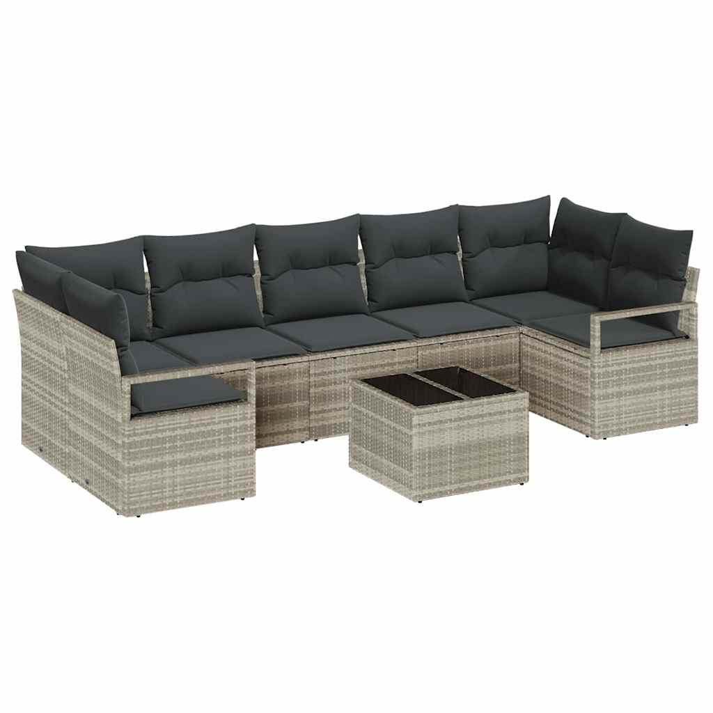 Sofa Sæt 8 stk. 7-Antal sæder Lysegrå og mørkegrå polyrattan