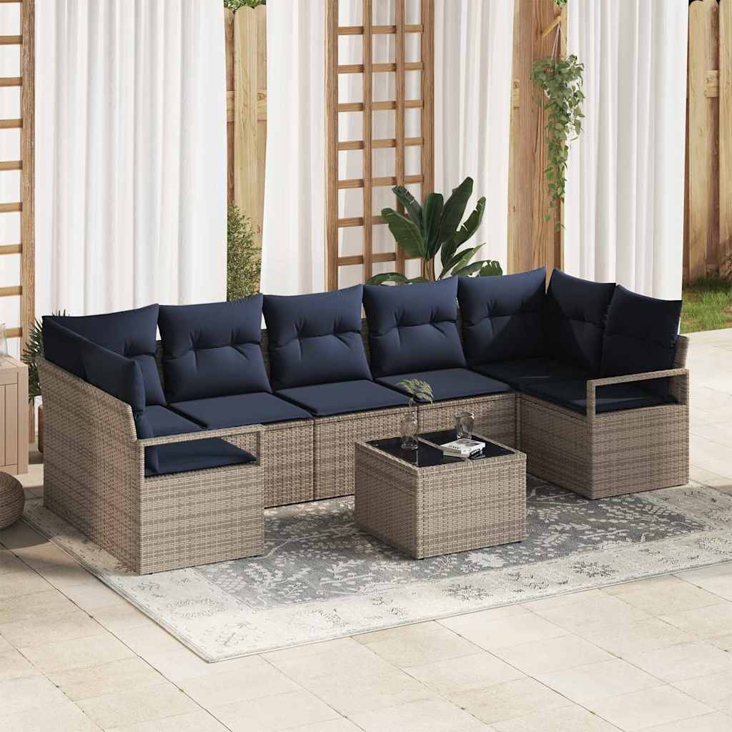 Sofa Sæt 8 stk. 7-Antal sæder Grå polyrattan
