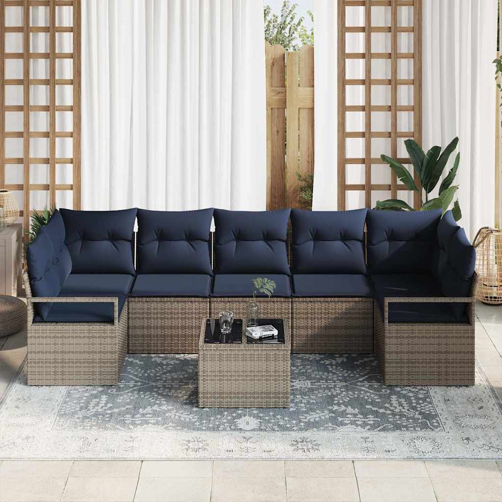 Sofa Sæt 8 stk. 7-Antal sæder Grå polyrattan