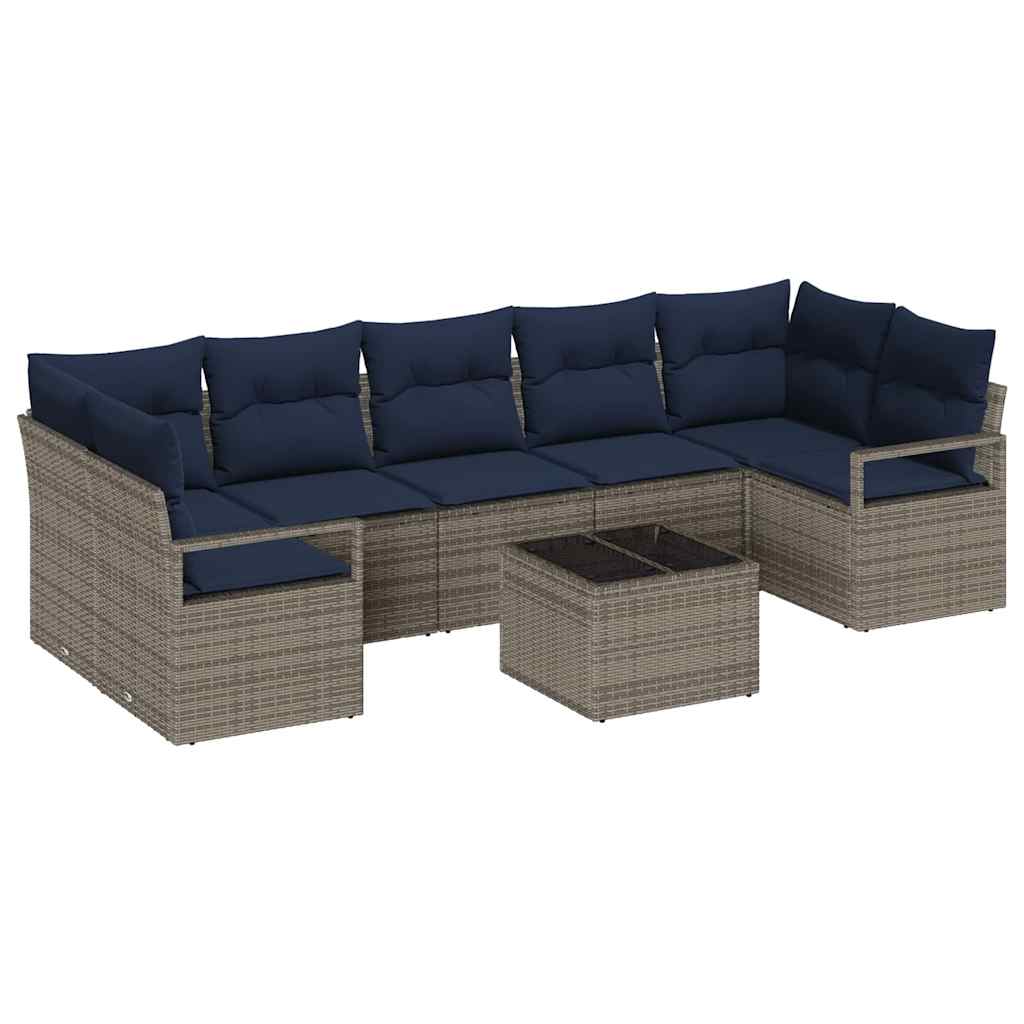 Sofa Sæt 8 stk. 7-Antal sæder Grå polyrattan