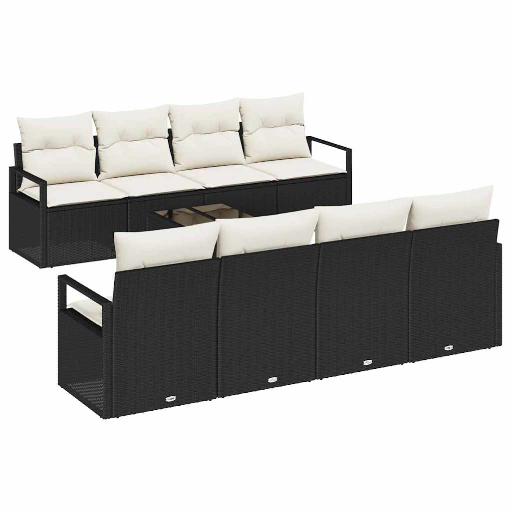 Sofa Sæt 7 stk. 6-Antal sæder Sort og Cream polyrattan