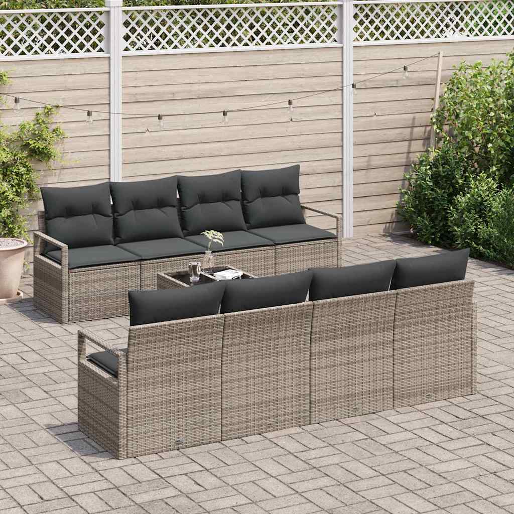 Sofa Sæt 7 stk. 6-Antal sæder Grå polyrattan