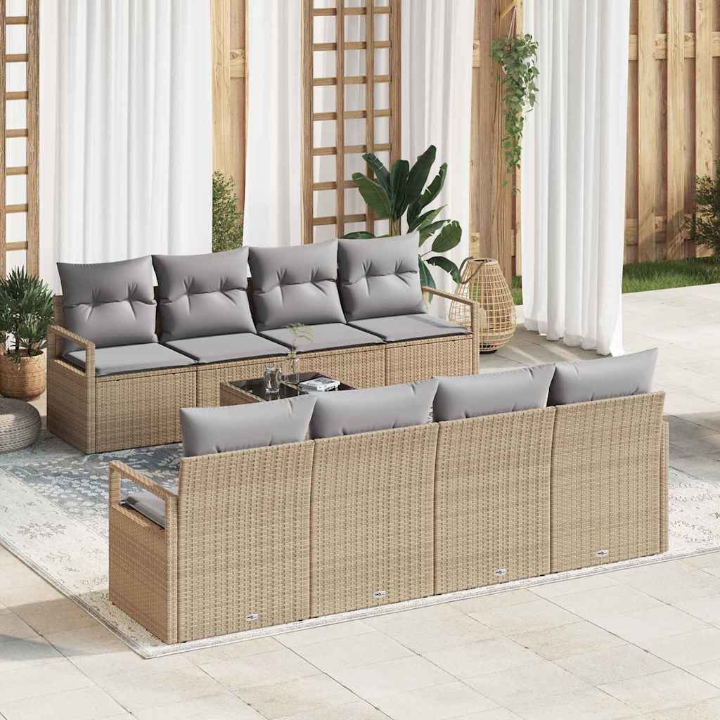 Sofa Sæt 7 stk. 6-Antal sæder Beige og grå polyrattan